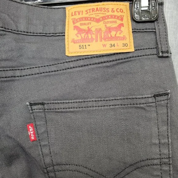 Levi Strauss & Co 511 W34 L30 Men's Gray Jeans - Picture 4 of 5